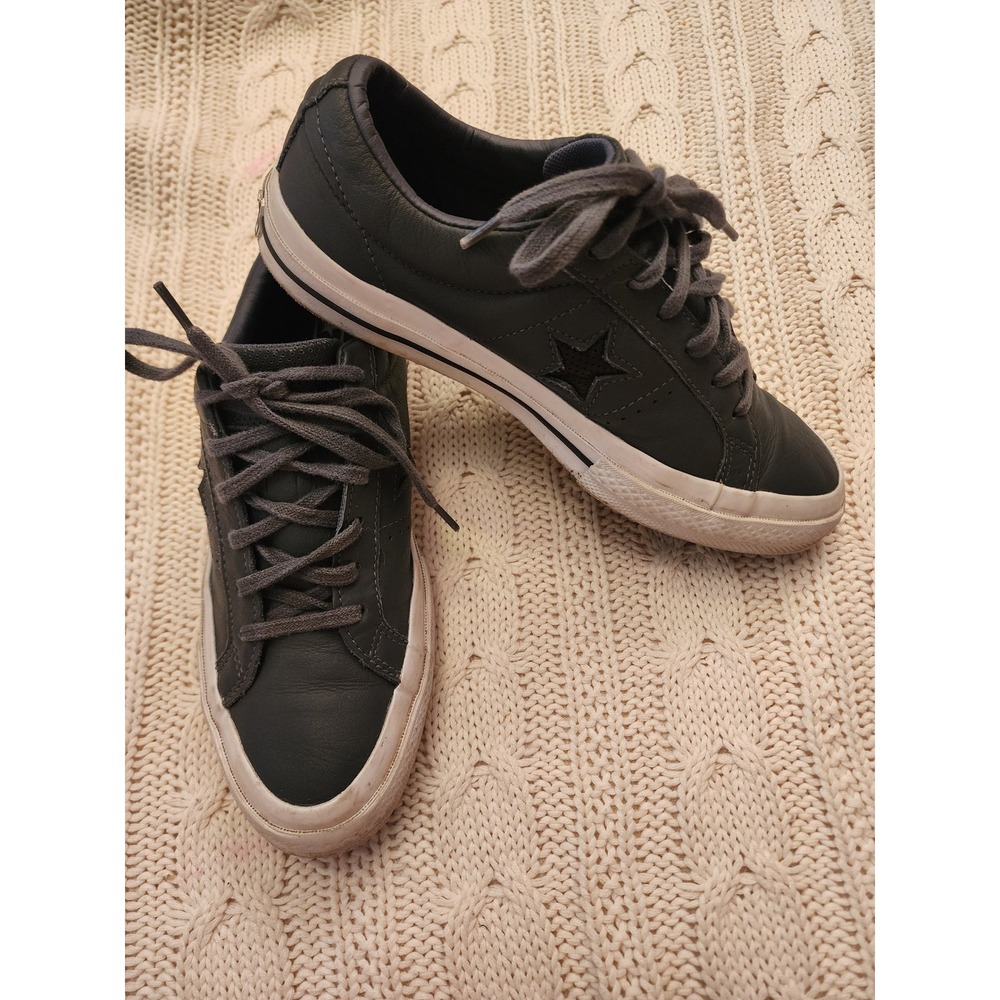 Converse One Star Prime Dark Grey Charcoal Leather Sneakers W8 / M6 158469C